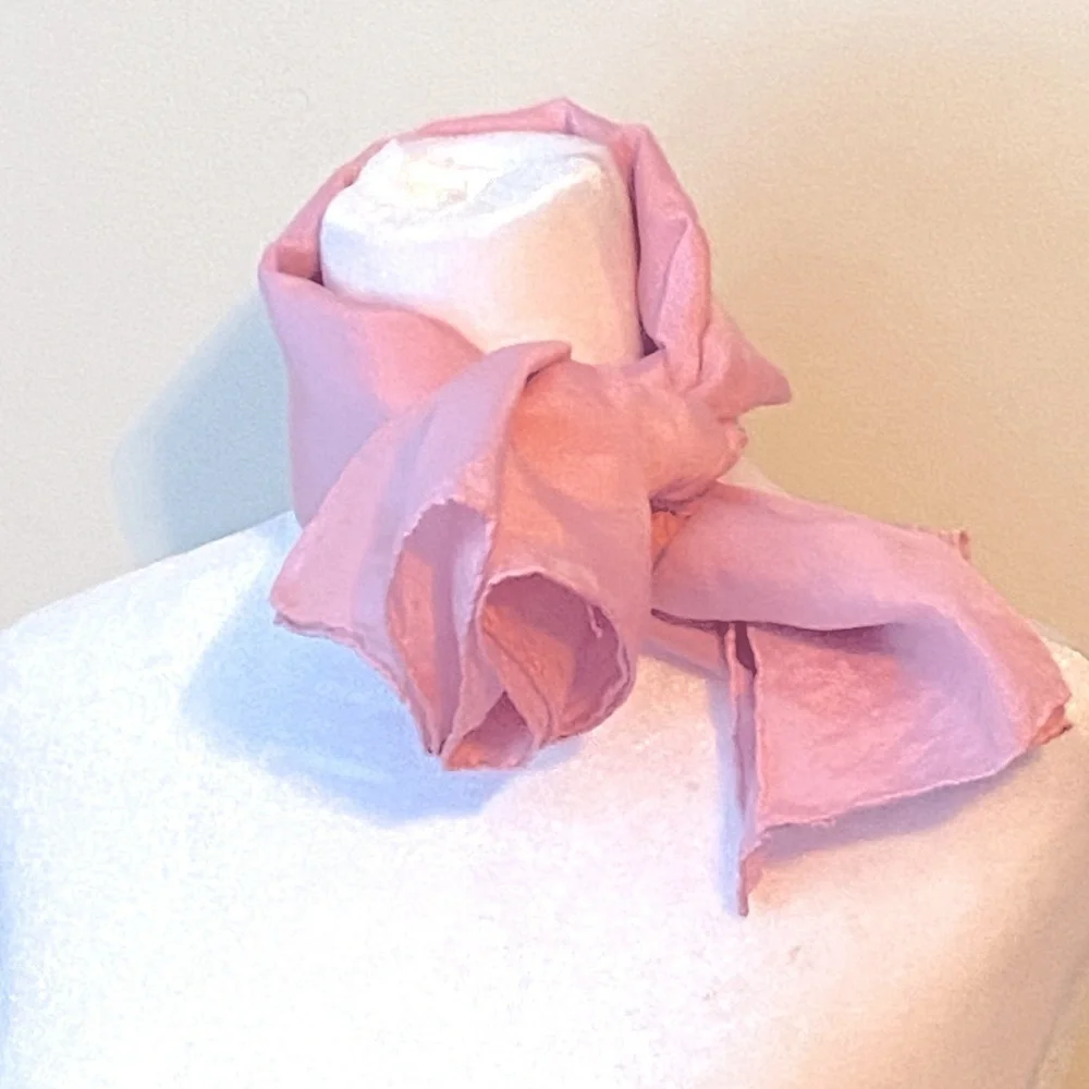 Silk Scarf Powder Pink 33.5” Square Hand Rolled Edge